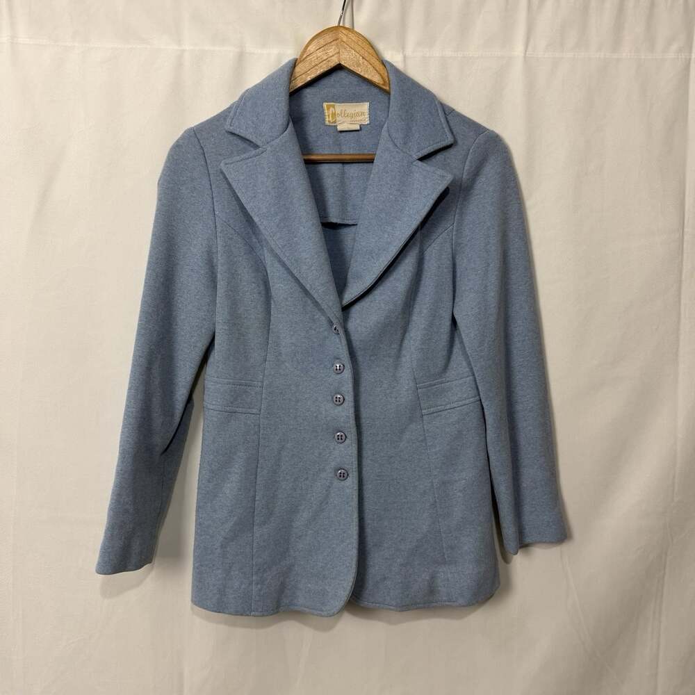 Vintage 70s Collegian of California Light Blue Button Front Jacket Blazer